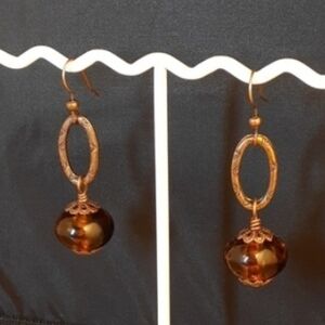 Copper & Brown Beaded Pierced Earrings GG111